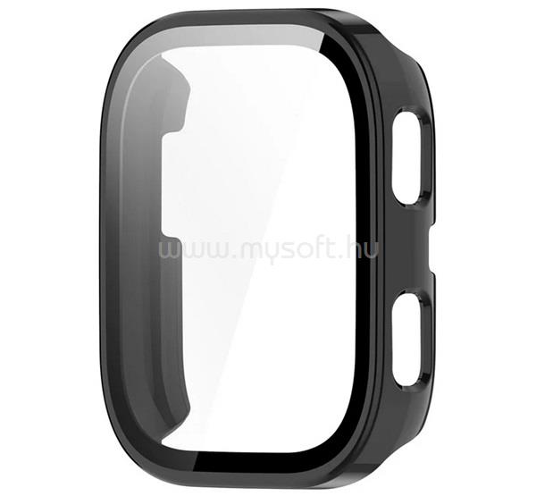 GIGAPACK Amazfit Bip 6 GIGAPACK Műanyag keret BUMPER, ütésállóság + kijelzővédő üveg, FEKETE