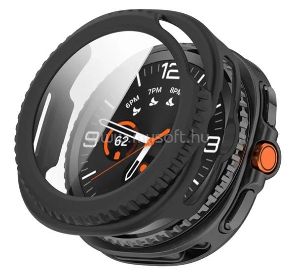GIGAPACK Samsung Watch 8 Classic eSIM 46mm GIGAPACK Műanyag keret BUMPER, ütésállóság + kijelzővédő üveg, FEKETE