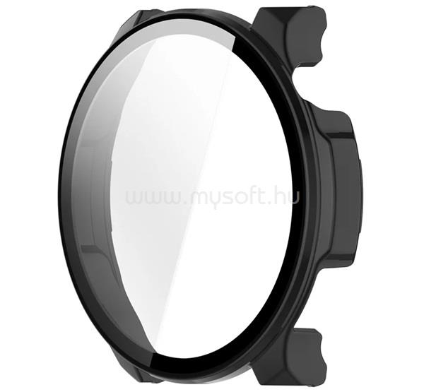 GIGAPACK Amazfit Balance 2 GIGAPACK Műanyag keret BUMPER, ütésállóság + kijelzővédő üveg, FEKETE