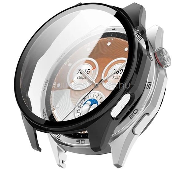 GIGAPACK Huawei Watch GT 6 46mm GIGAPACK Műanyag keret BUMPER, ütésállóság + kijelzővédő üveg, FEKETE