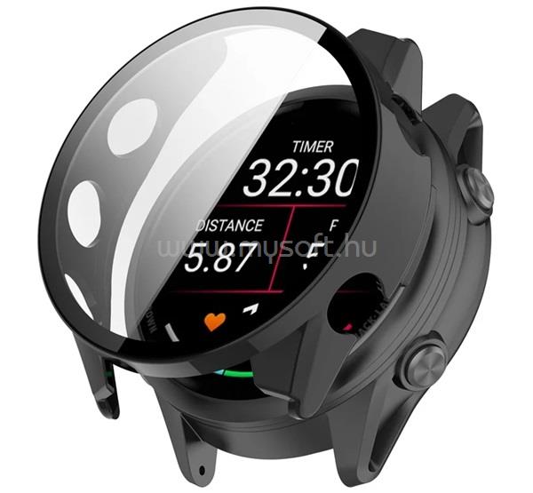 GIGAPACK Garmin Forerunner 570 47mm GIGAPACK Műanyag keret BUMPER, ütésállóság + kijelzővédő üveg, FEKETE