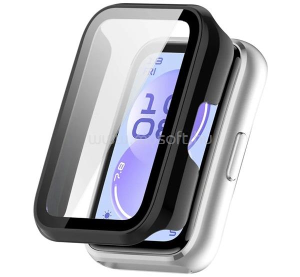 GIGAPACK Huawei Band 11 GIGAPACK Műanyag keret BUMPER, ütésállóság + kijelzővédő üveg, FEKETE