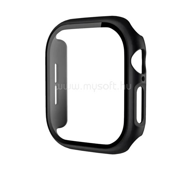 GIGAPACK Apple Watch Series 12 42mm GIGAPACK Műanyag keret BUMPER, ütésállóság + kijelzővédő üveg, FEKETE