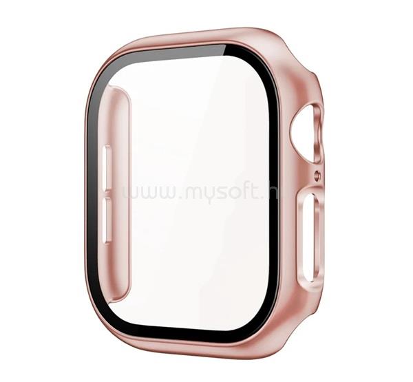GIGAPACK Apple Watch Series 12 46mm GIGAPACK Műanyag keret BUMPER, ütésállóság + kijelzővédő üveg, ROZÉARANY