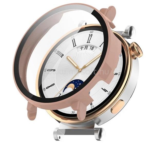 GIGAPACK Huawei Watch GT 4 41mm GIGAPACK Műanyag keret BUMPER, ütésállóság + kijelzővédő üveg, RÓZSASZÍN