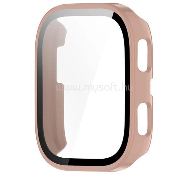 GIGAPACK Amazfit Bip 6 GIGAPACK Műanyag keret BUMPER, ütésállóság + kijelzővédő üveg, RÓZSASZÍN