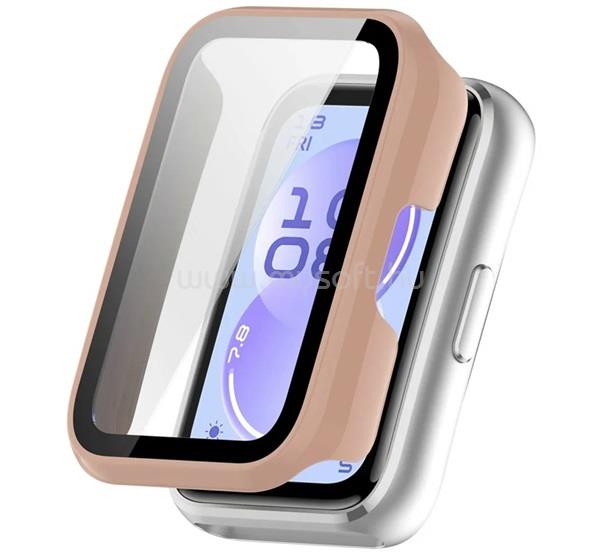 GIGAPACK Huawei Band 11 GIGAPACK Műanyag keret BUMPER, ütésállóság + kijelzővédő üveg, RÓZSASZÍN