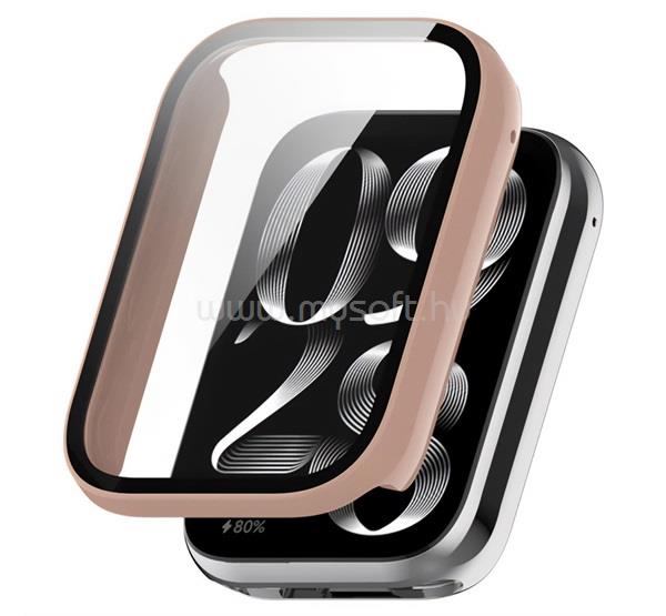 GIGAPACK Xiaomi Smart Band 10 Pro NFC GIGAPACK Műanyag keret BUMPER, ütésállóság + kijelzővédő üveg, RÓZSASZÍN