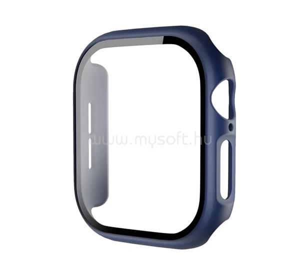 GIGAPACK Apple Watch Series 12 42mm GIGAPACK Műanyag keret BUMPER, ütésállóság + kijelzővédő üveg, SÖTÉTKÉK