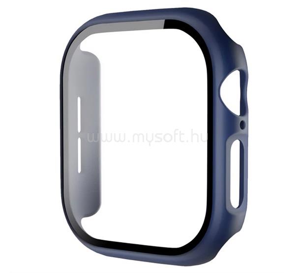 GIGAPACK Apple Watch Series 12 46mm GIGAPACK Műanyag keret BUMPER, ütésállóság + kijelzővédő üveg, SÖTÉTKÉK