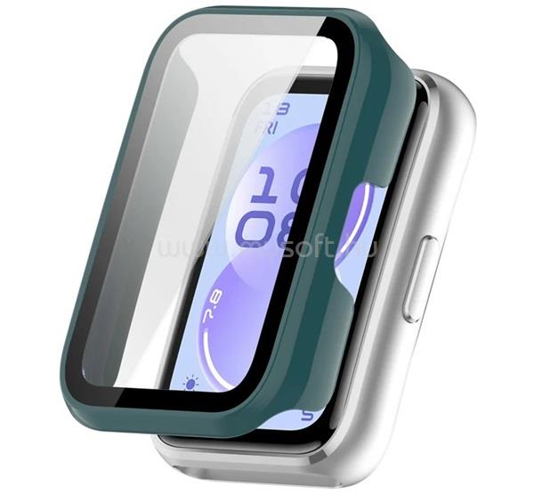 GIGAPACK Huawei Band 11 GIGAPACK Műanyag keret BUMPER, ütésállóság + kijelzővédő üveg, SÖTÉTZÖLD