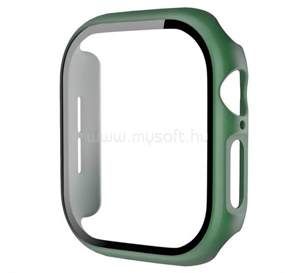 GIGAPACK Apple Watch Series 12 46mm GIGAPACK Műanyag keret BUMPER, ütésállóság + kijelzővédő üveg, SÖTÉTZÖLD