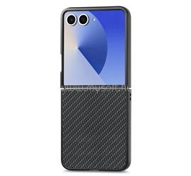 GIGAPACK Samsung Z Flip8 GIGAPACK Műanyag telefonvédő bőr hatású hátlap, karbon minta, FEKETE GP-193989 small