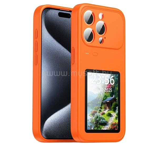 GIGAPACK iPhone 16 Pro GIGAPACK Okos kijelzős telefonvédő üveg hátlap, híváskezelés, NARANCSSÁRGA