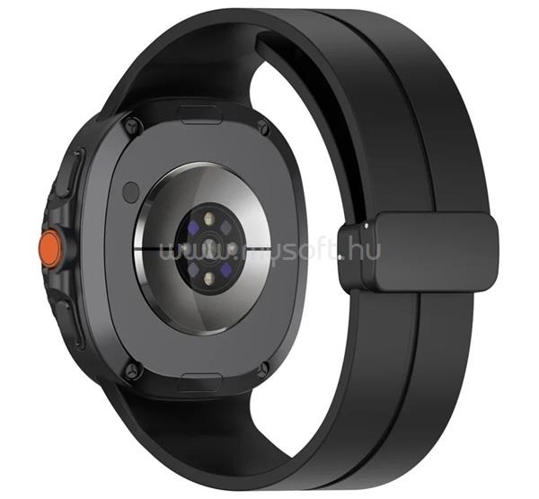 GIGAPACK Samsung Watch 8 Classic eSIM 46mm / 8 Classic 46mm GIGAPACK Pótszíj egyedi méret, pillangó csat, FEKETE