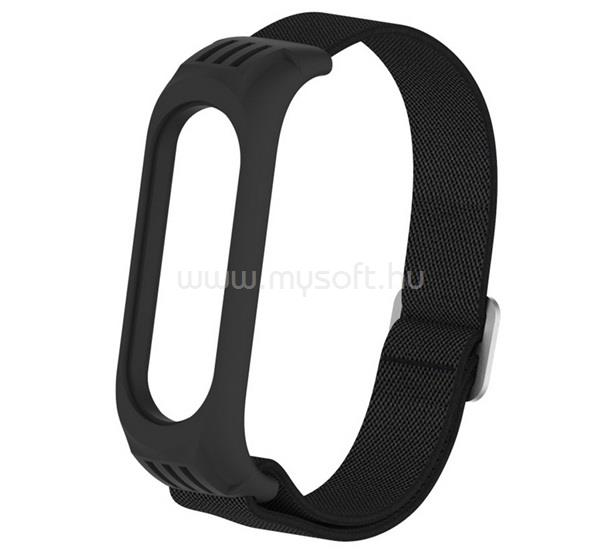 GIGAPACK Xiaomi Mi Band 6 / Mi Band 5 / MI Band 4 GIGAPACK Pótszíj egyedi méret, textil, FEKETE