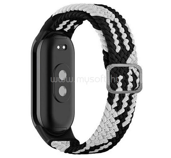 GIGAPACK Xiaomi Smart Band 10 / Smart Band 9 / Band 8 GIGAPACK Pótszíj egyedi méret, szőtt minta, FEKETE/FEHÉR