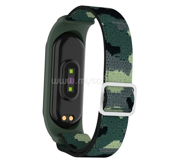 GIGAPACK Xiaomi Mi Band 6 / Mi Band 5 / MI Band 4 GIGAPACK Pótszíj egyedi méret, terep minta, SÖTÉTZÖLD