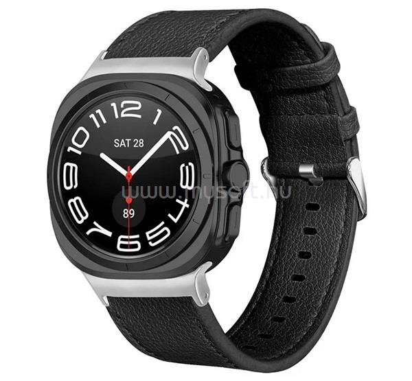 GIGAPACK Samsung Watch Ultra 2 eSIM 47mm / Ultra 47mm GIGAPACK Pótszíj egyedi méret, valódi bőr, FEKETE