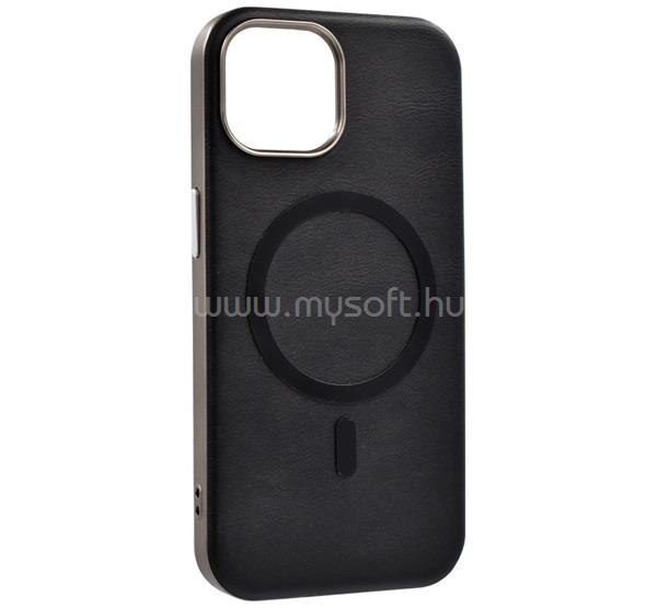 GIGAPACK iPhone 14 Pro GIGAPACK Szilikon telefonvédő ECO bőr hatású hátlap, prémium, FEKETE