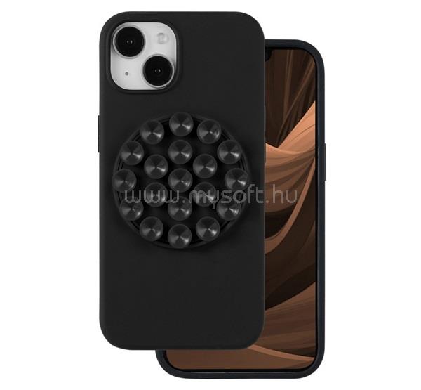 GIGAPACK iPhone 13 GIGAPACK Szilikon telefonvédő matt, tapadókorong, FEKETE