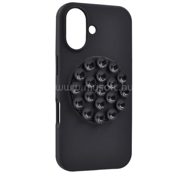 GIGAPACK iPhone 16 GIGAPACK Szilikon telefonvédő matt, tapadókorong, FEKETE
