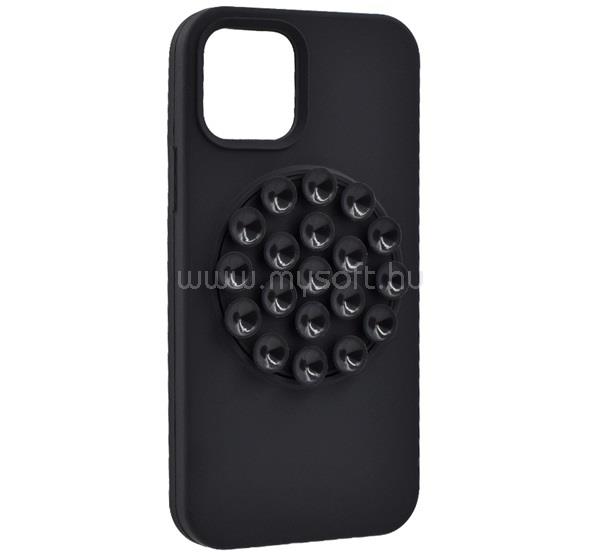 GIGAPACK iPhone 12 Pro / 12 GIGAPACK Szilikon telefonvédő matt, tapadókorong, FEKETE