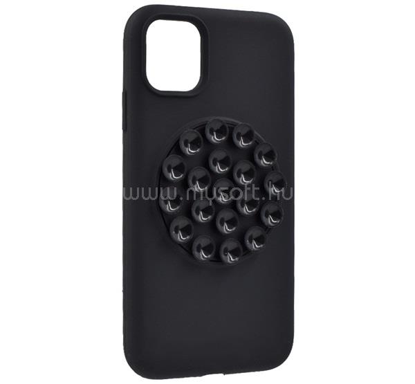 GIGAPACK iPhone 11 GIGAPACK Szilikon telefonvédő matt, tapadókorong, FEKETE