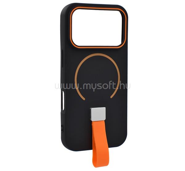 GIGAPACK iPhone 18 Pro / 17 Pro GIGAPACK Szilikon telefonvédő mikrofiber plüss belső, MagSafe, FEKETE