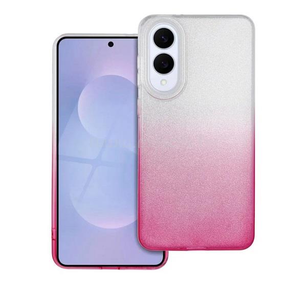 GIGAPACK Samsung S25 Edge GIGAPACK Szilikon telefonvédő műanyag belső, csillogó hátlap, ÁTLÁTSZÓ/RÓZSASZÍN