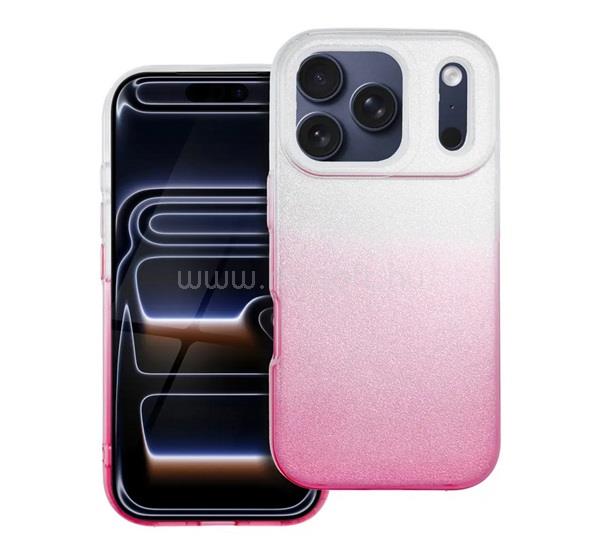GIGAPACK iPhone 18 Pro / 17 Pro GIGAPACK Szilikon telefonvédő műanyag belső, csillogó hátlap, ÁTLÁTSZÓ/RÓZSASZÍN