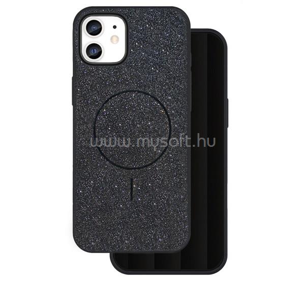 GIGAPACK iPhone 11 GIGAPACK Szilikon telefonvédő műanyag hátlap, csillogó, FEKETE