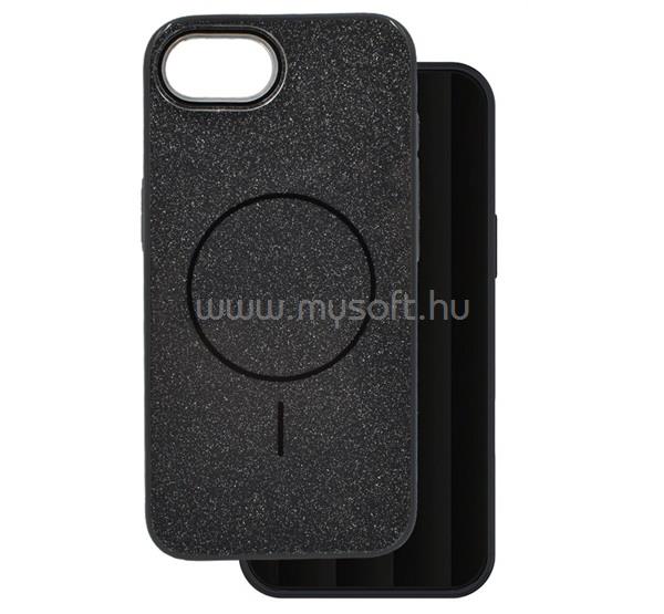 GIGAPACK iPhone 17e / 16e GIGAPACK Szilikon telefonvédő műanyag hátlap, csillogó, FEKETE