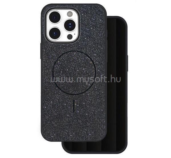 GIGAPACK iPhone 16 Pro GIGAPACK Szilikon telefonvédő műanyag hátlap, csillogó, FEKETE