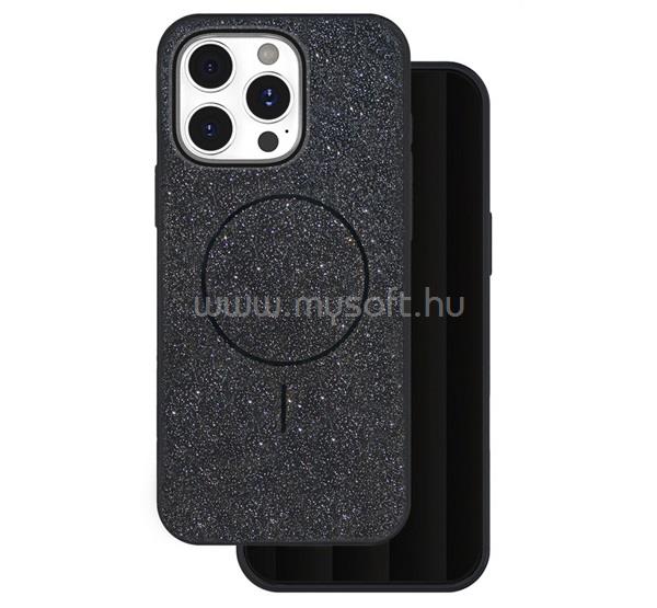 GIGAPACK iPhone 18 Pro Max / 17 Pro Max GIGAPACK Szilikon telefonvédő műanyag hátlap, csillogó, FEKETE