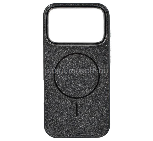 GIGAPACK iPhone 18 Pro / 17 Pro GIGAPACK Szilikon telefonvédő műanyag hátlap, csillogó, FEKETE