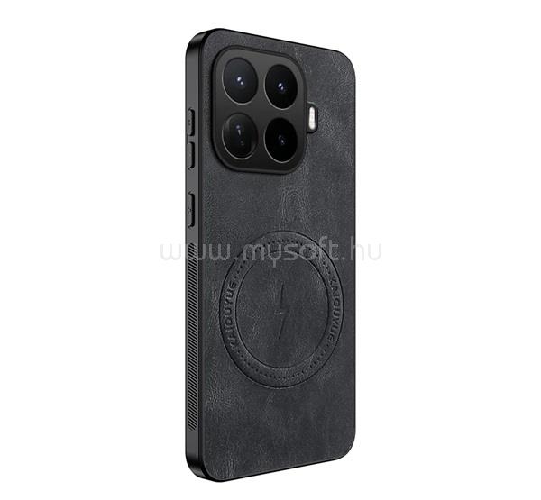 GIGAPACK Xiaomi 17T Pro GIGAPACK Szilikon telefonvédő nappa bőr hátlap, MagSafe, FEKETE