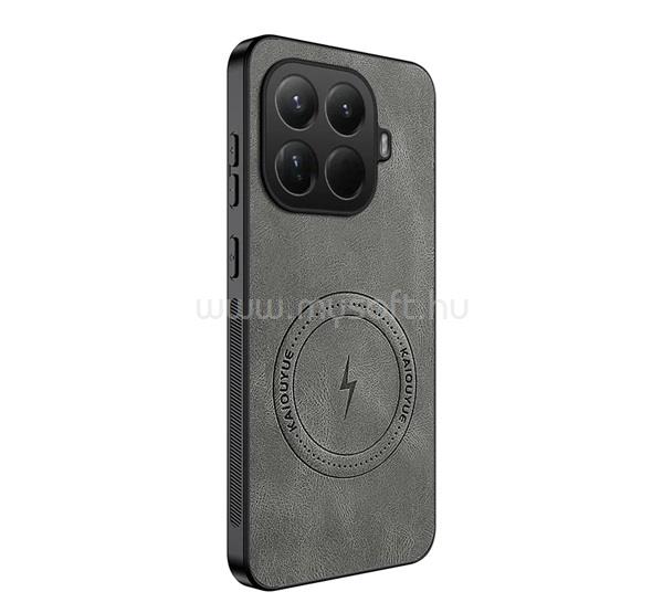 GIGAPACK Xiaomi 15T Pro GIGAPACK Szilikon telefonvédő nappa bőr hátlap, MagSafe, SÖTÉTSZÜRKE