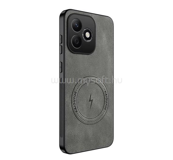 GIGAPACK Honor 600 Lite GIGAPACK Szilikon telefonvédő nappa bőr hátlap, MagSafe, SÖTÉTSZÜRKE