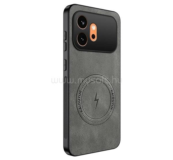 GIGAPACK Honor 600 GIGAPACK Szilikon telefonvédő nappa bőr hátlap, MagSafe, SÖTÉTSZÜRKE