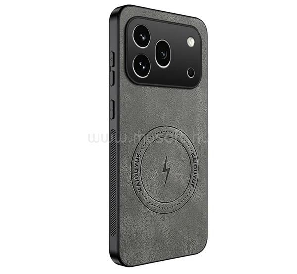 GIGAPACK Honor 600 Pro GIGAPACK Szilikon telefonvédő nappa bőr hátlap, MagSafe, SÖTÉTSZÜRKE