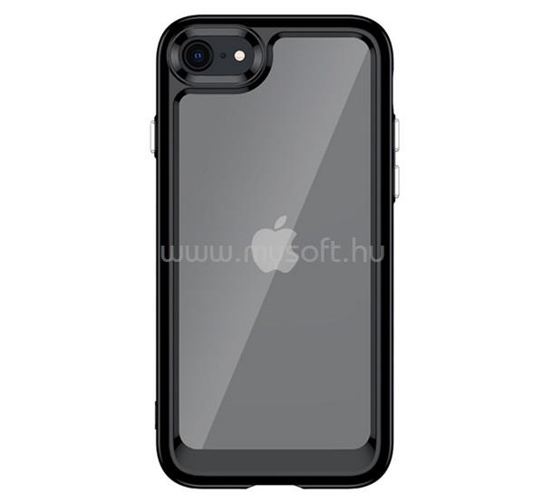 GIGAPACK iPhone SE 3 (2022) / SE 2 (2020) / 8 4.7 GIGAPACK Szilikon telefonvédő ütésállóság, átlátszó hátlap, FEKETE