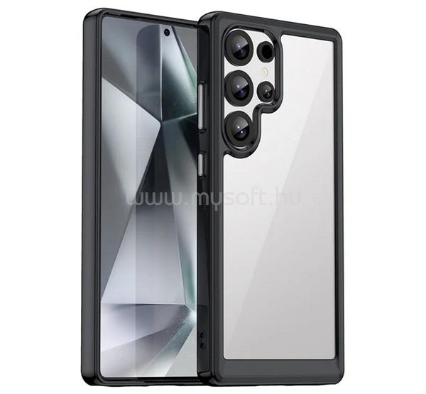 GIGAPACK Samsung S25 Ultra GIGAPACK Szilikon telefonvédő ütésállóság, átlátszó hátlap, FEKETE