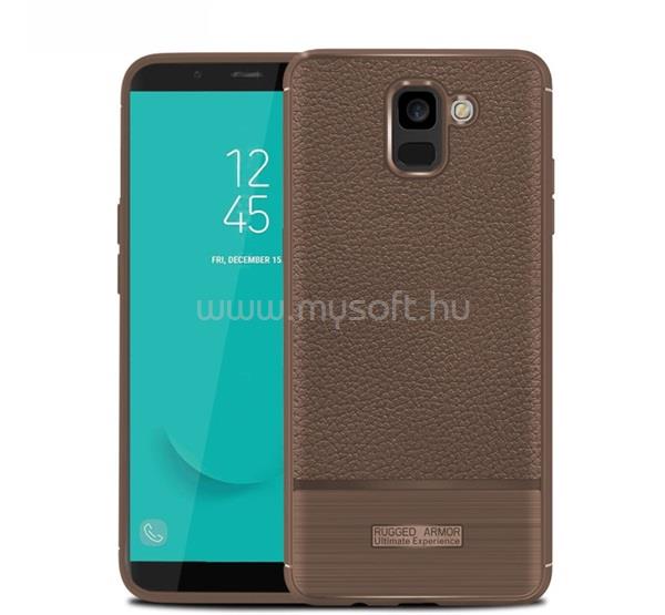 GIGAPACK Szilikon telefonvédő (ütésállóság, bőr hatású, szálcsiszolt) BARNA