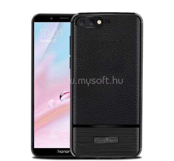 GIGAPACK Szilikon telefonvédő (ütésállóság, bőr hatású, szálcsiszolt) FEKETE