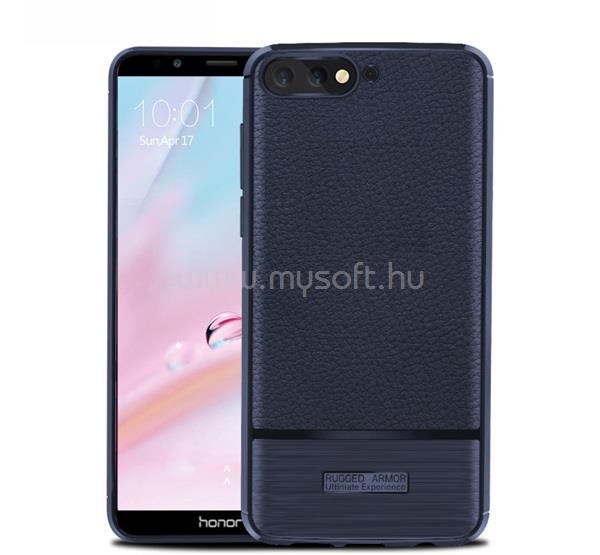 GIGAPACK Szilikon telefonvédő (ütésállóság, bőr hatású, szálcsiszolt) SÖTÉTKÉK