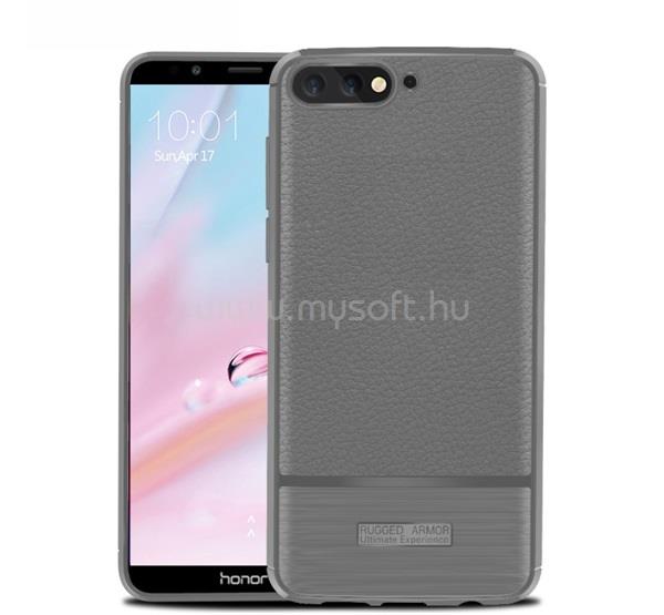 GIGAPACK Szilikon telefonvédő (ütésállóság, bőr hatású, szálcsiszolt) SZÜRKE