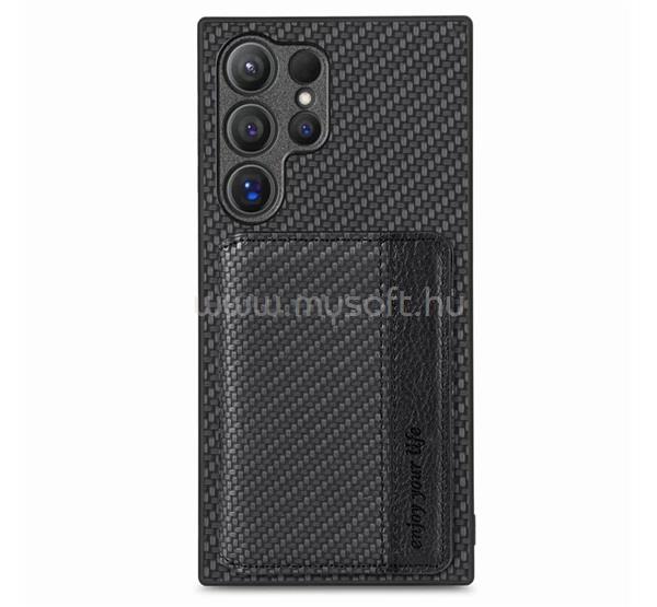 GIGAPACK Samsung S25 Ultra GIGAPACK Szilikon telefonvédő ütésállóság, karbon minta, FEKETE