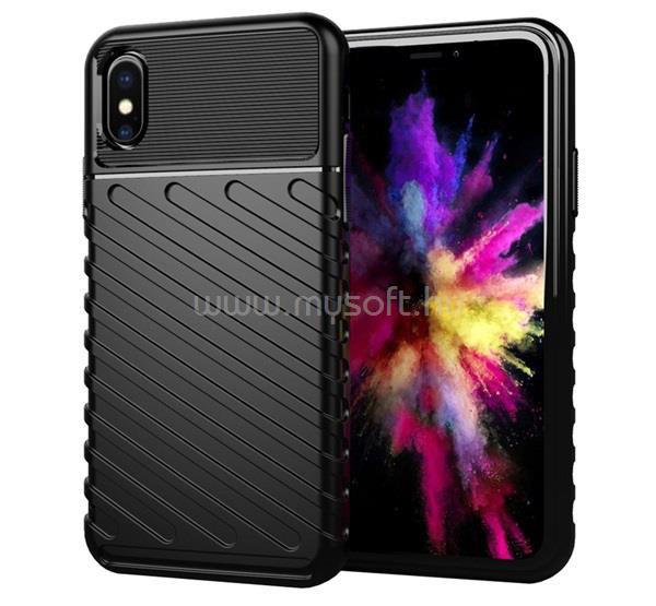 GIGAPACK iPhone XS 5.8 / X 5.8 GIGAPACK Szilikon telefonvédő ütésállóság, dombor minta, FEKETE