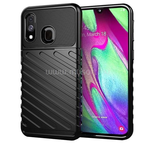 GIGAPACK Samsung A40 GIGAPACK szilikon telefonvédő ütésállóság, dombor minta, FEKETE